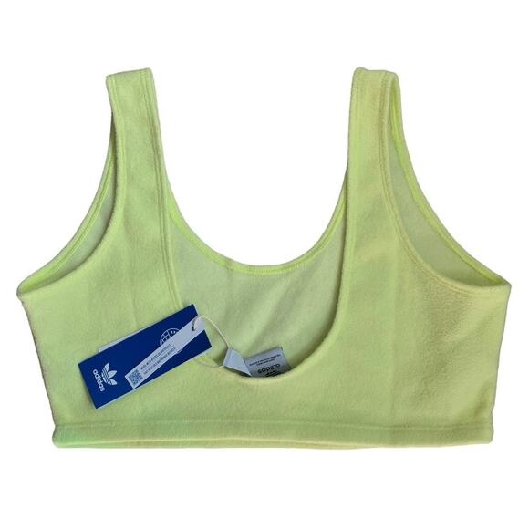 NEW Adidas Terry Cloth Pulse Yellow Crop Top Medium - Picture 2 of 2